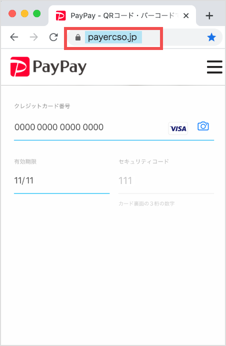 フィッシングサイトの特徴 - PayPay