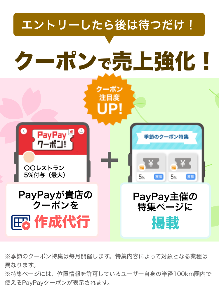 【作成代行】エントリーだけ！PayPayクーポンで売上強化 