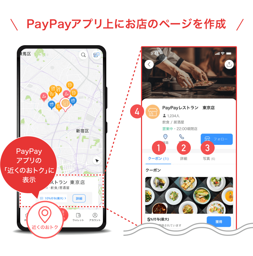 PayPayアプリのMAPに表示 ストアページ作成無料