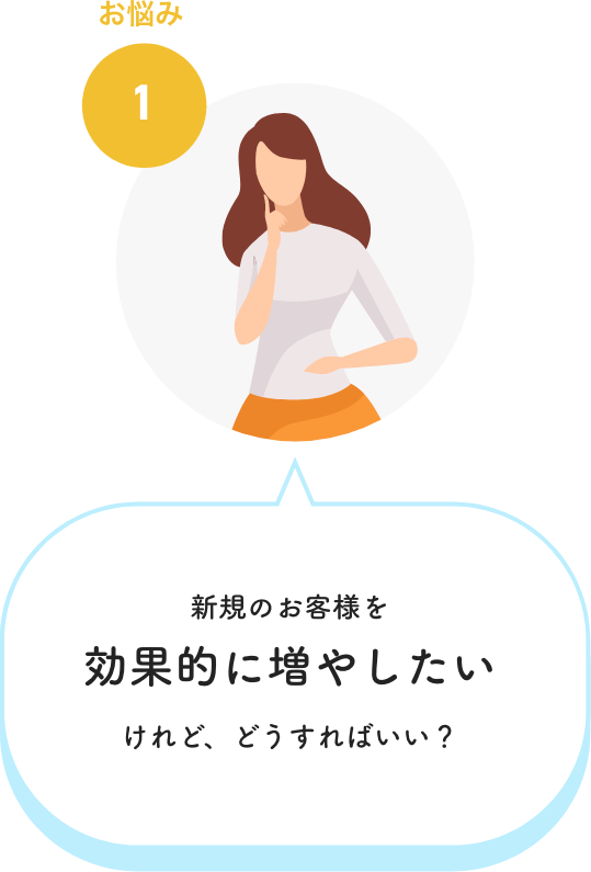 お悩み1　新規のお客様を効果的に増やしたいけれど、どうすればいい？